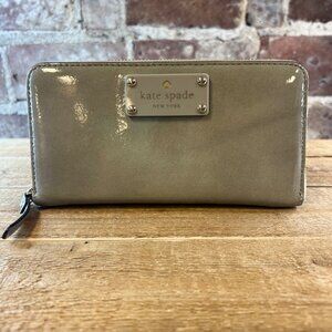 Kate Spade New York 'Grove Street Neda' Leather Gray Metallic Zip Around Wallet
